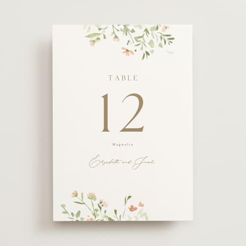 This is a toffee table numbers with standard by Everett Paper Goods called brynn printing on doublethick in standard