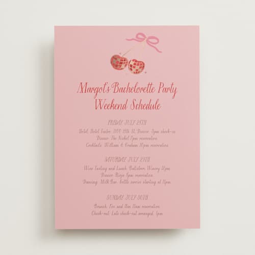 This is a cherry blossom ceremony reception essentials with foil pressed by Jenna Holcomb called mon cheri printing on signature in 5x7