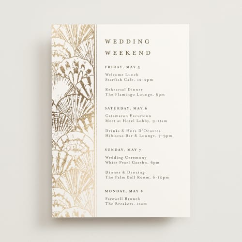 This is a pearl ceremony reception essentials with foil pressed by Maria Alou called by the seashore printing on signature in standard