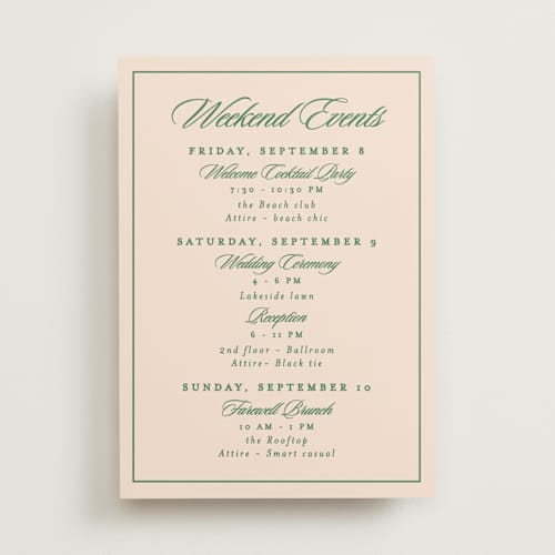 This is a emerald ceremony reception essentials with standard by Creo Study called scripted printing on signature in 5x7