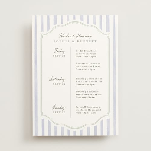 This is a periwinkle ceremony reception essentials with standard by Kristen Smith called delicate vines printing on signature in standard
