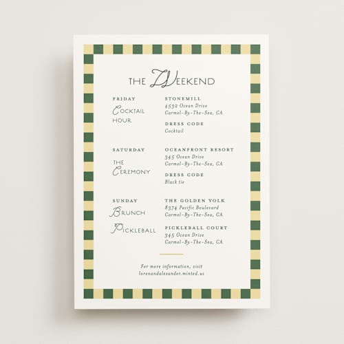 This is a citrus ceremony reception essentials with standard by Angela Quan called grid printing on signature in standard