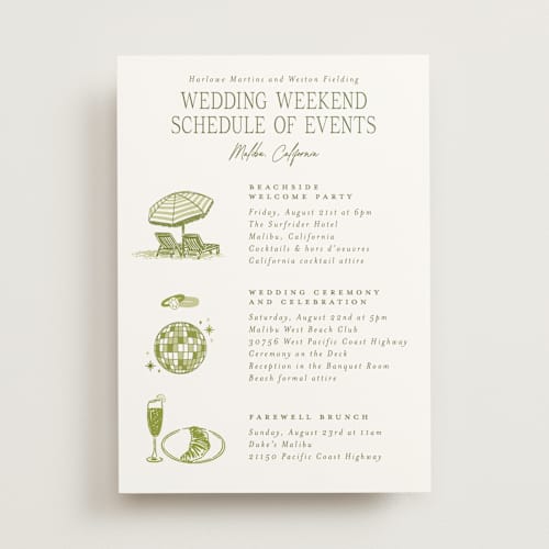 This is a palm ceremony reception essentials with standard by Jenna Holcomb called west coast toile printing on signature in standard