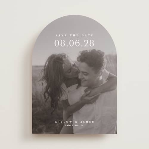 This is a moonstone save the date with standard by Lucrecia Caporale called classic big date printing on recycled smooth signature in standard