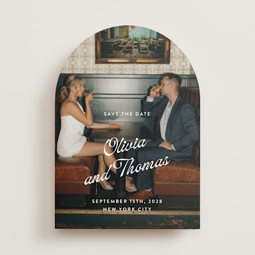 This is a sugar save the date with standard by Paper Raven Co. called manhattan printing on recycled smooth signature in standard