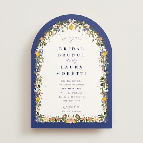 This is a cerulean bridal shower invitations with standard by Susan Moyal called amore floral printing on signature in standard