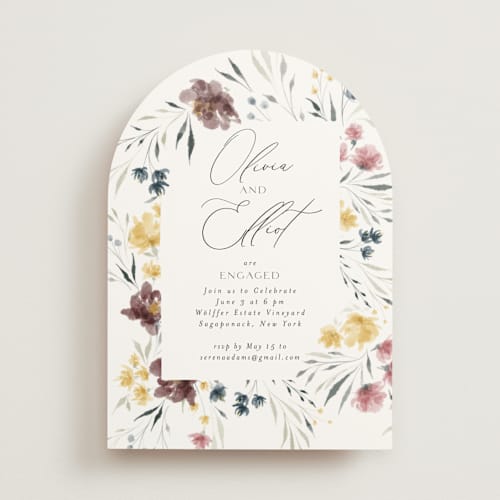 This is a mimosa engagement party invitations with standard by Nicoletta Savod called romance printing on signature in standard