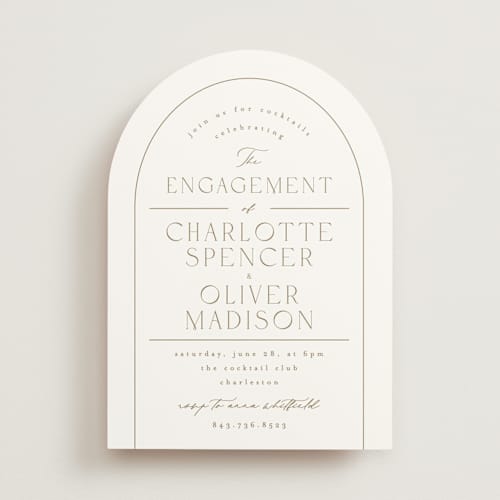 This is a cognac engagement party invitations with standard by Kristie Kern called poet printing on signature in standard