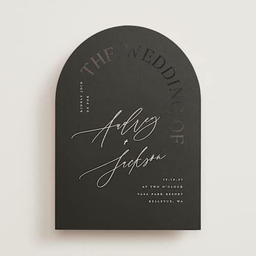 This is a truffle foil stamped wedding invitations with foil pressed by Vera Lim called the arc printing on signature in standard