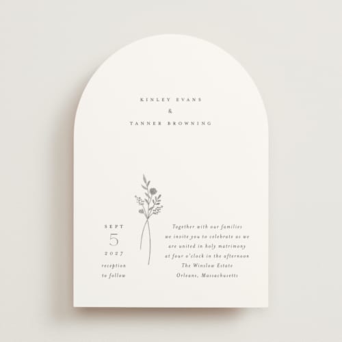 This is a cotton foil stamped wedding invitations with foil pressed by Jennifer Postorino called wildflower printing on signature in standard