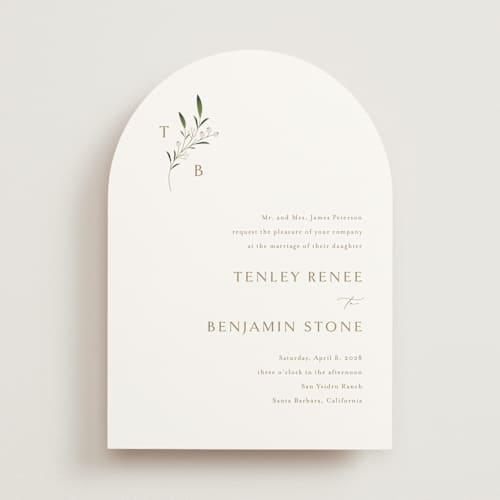 This is a antique wedding invitations with standard by Jennifer Postorino called gentle whisper printing on signature in standard