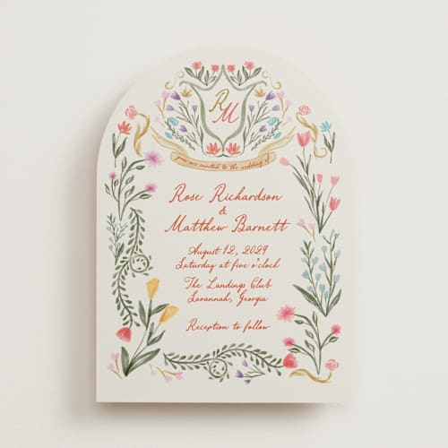 This is a sunset wedding invitations with standard by Maja Cunningham called chantilly printing on signature in standard