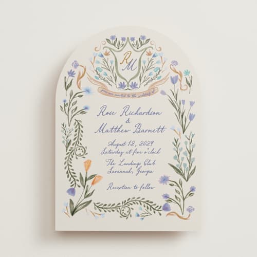 This is a cornflower wedding invitations with standard by Maja Cunningham called chantilly printing on signature in standard