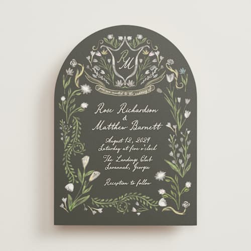 This is a forest wedding invitations with standard by Maja Cunningham called chantilly printing on signature in standard