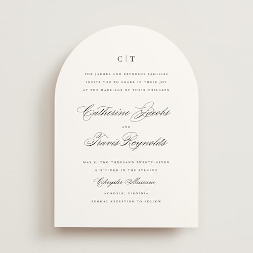 This is a snow wedding invitations with standard by Brandy Folse called classically elegant printing on signature in standard