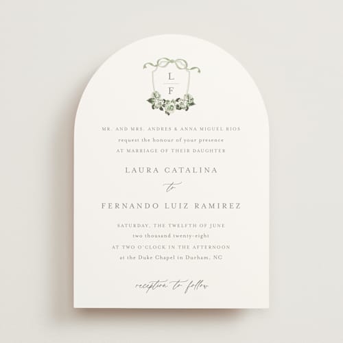 This is a green with envy wedding invitations with standard by Design Lotus called be with you printing on signature in standard
