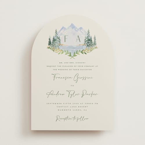 This is a summer wedding invitations with standard by Petra Kern called miniature mountainscape printing on signature in standard