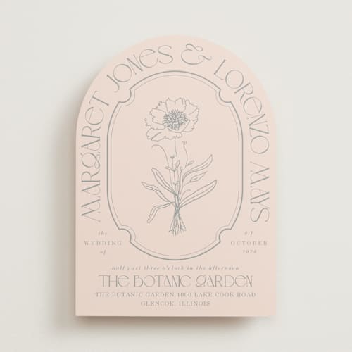 This is a blush wedding invitations with standard by Baumbirdy called flora arch printing on signature in standard