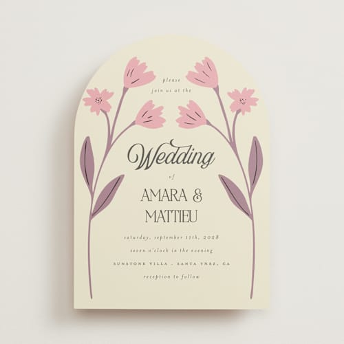 This is a petal wedding invitations with standard by Morgan Kendall called vintage wildflowers printing on signature in standard