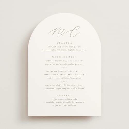 This is a pearl menu cards with standard by chocomocacino called spiku printing on signature in 5x7