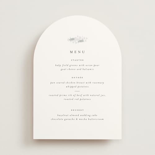 This is a classic white menu cards with standard by Design Lotus called a thousand years printing on signature in standard