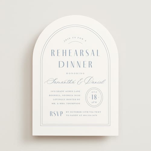 This is a sky rehearsal dinner invitations with standard by Kristen Smith called classic edge printing on signature in standard