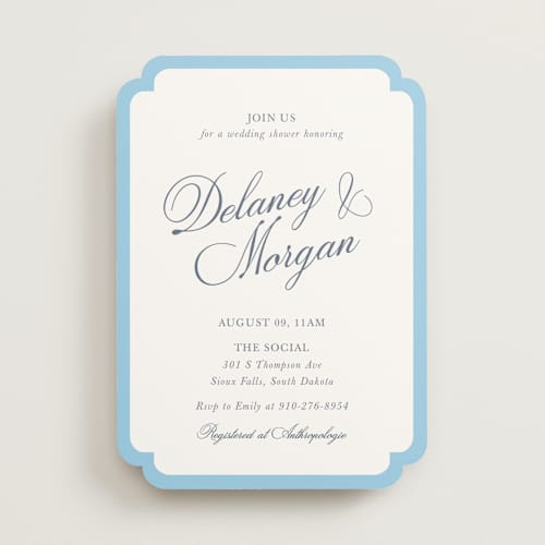 This is a aquatic bridal shower invitations with standard by Cass Loh called classic bold border printing on signature in standard