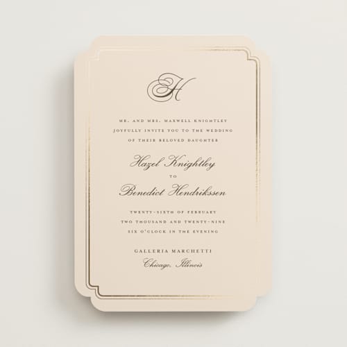 This is a bisque foil stamped wedding invitations with foil pressed by chocomocacino called lussekatter printing on signature in standard
