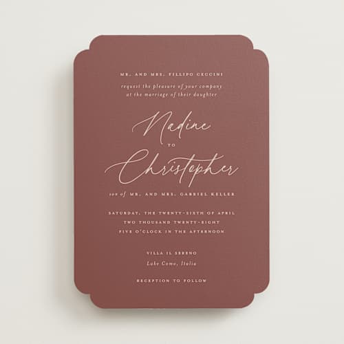 This is a chestnut wedding invitations with standard by chocomocacino called spiku printing on signature in standard