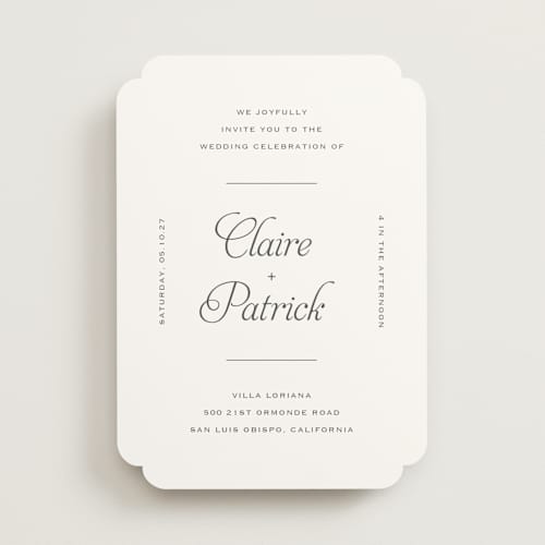 This is a ash wedding invitations with standard by Carolyn MacLaren called modernne printing on signature in standard