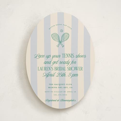 This is a sky bridal shower invitations with standard by Leia Matt called racquet club printing on signature in standard