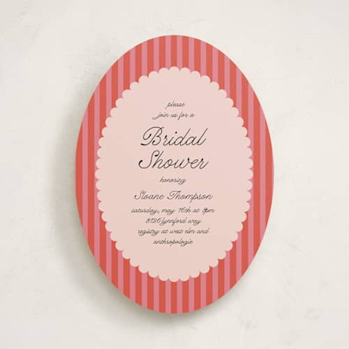This is a strawberry bridal shower invitations with standard by Morgan Kendall called lola printing on signature in standard
