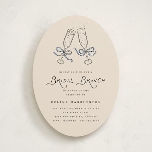 This is a bluebell bridal shower invitations with standard by Pixel and Hank called bubbly brunch printing on signature in standard