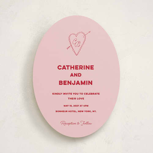 This is a cherry wedding invitations with standard by Helena Vitto called crazy little thing called love printing on signature in standard