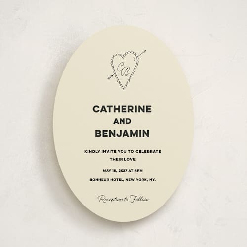 This is a leather wedding invitations with standard by Helena Vitto called crazy little thing called love printing on signature in standard
