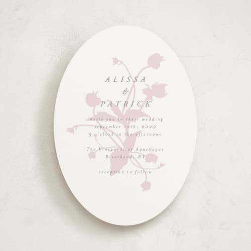 This is a blush wedding invitations with standard by AK Graphics called autumnal printing on signature in standard