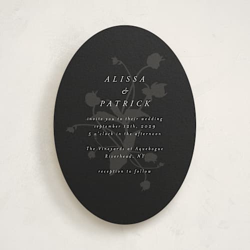 This is a noir wedding invitations with standard by AK Graphics called autumnal printing on signature in standard