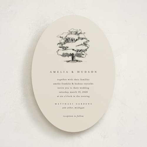 This is a dove wedding invitations with standard by Amy Kross called white oak printing on signature in standard