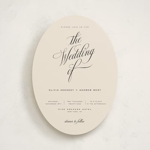 This is a almond wedding invitations with standard by Eric Clegg called modern romance printing on signature in standard