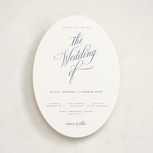 This is a cerulean wedding invitations with standard by Eric Clegg called modern romance printing on signature in standard