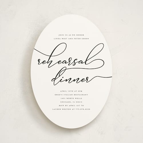 This is a spring rehearsal dinner invitations with standard by Laura Hamm called elegant printing on signature in standard