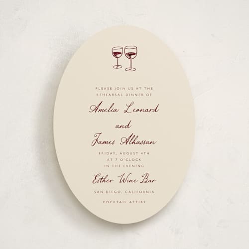 This is a chardonnay rehearsal dinner invitations with standard by Katharine Watson called winery printing on signature in standard