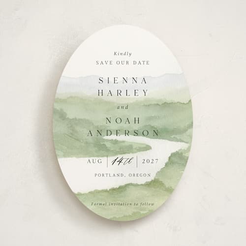 This is a meadow save the date with standard by Elly called the vow printing on signature in standard