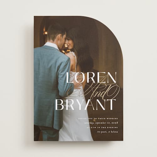 This is a cotton foil stamped wedding invitations with foil pressed by Christie Garcia called loren printing on recycled smooth signature in standard