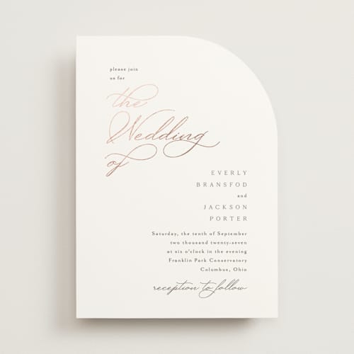 This is a snow foil stamped wedding invitations with foil pressed by Kaydi Bishop called eternal printing on signature in standard