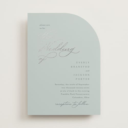 This is a sea & sky foil stamped wedding invitations with foil pressed by Kaydi Bishop called eternal printing on signature in standard