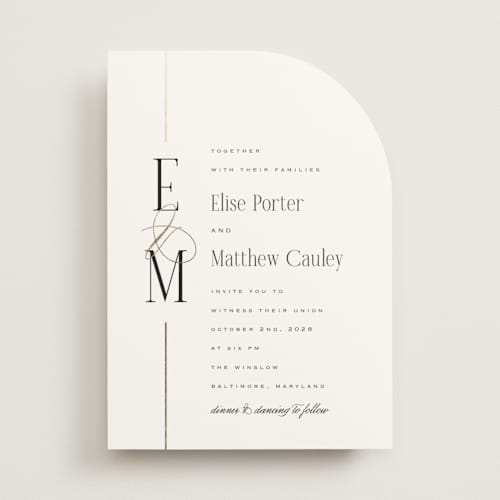 This is a silk foil stamped wedding invitations with foil pressed by Laura Hankins called linear printing on signature in standard