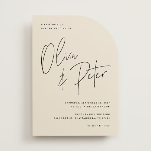 This is a champagne wedding invitations with standard by JoAnn Jinks called signed printing on signature in standard