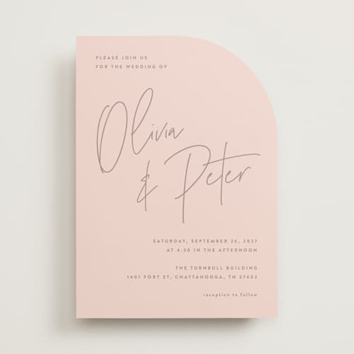 This is a blush wedding invitations with standard by JoAnn Jinks called signed printing on signature in standard
