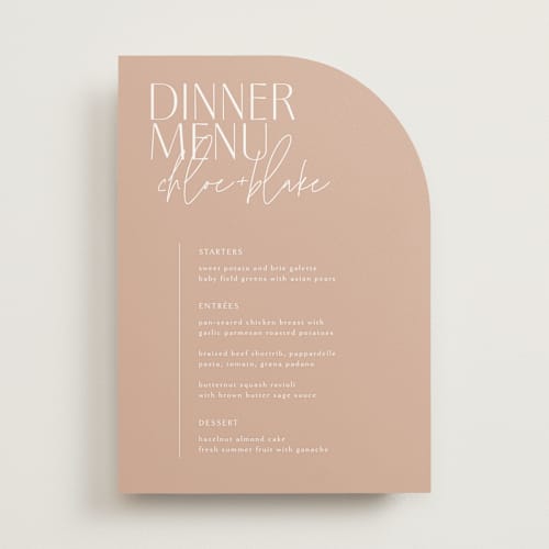 This is a terracotta menu cards with standard by Kelly Schmidt called overlap printing on signature in standard